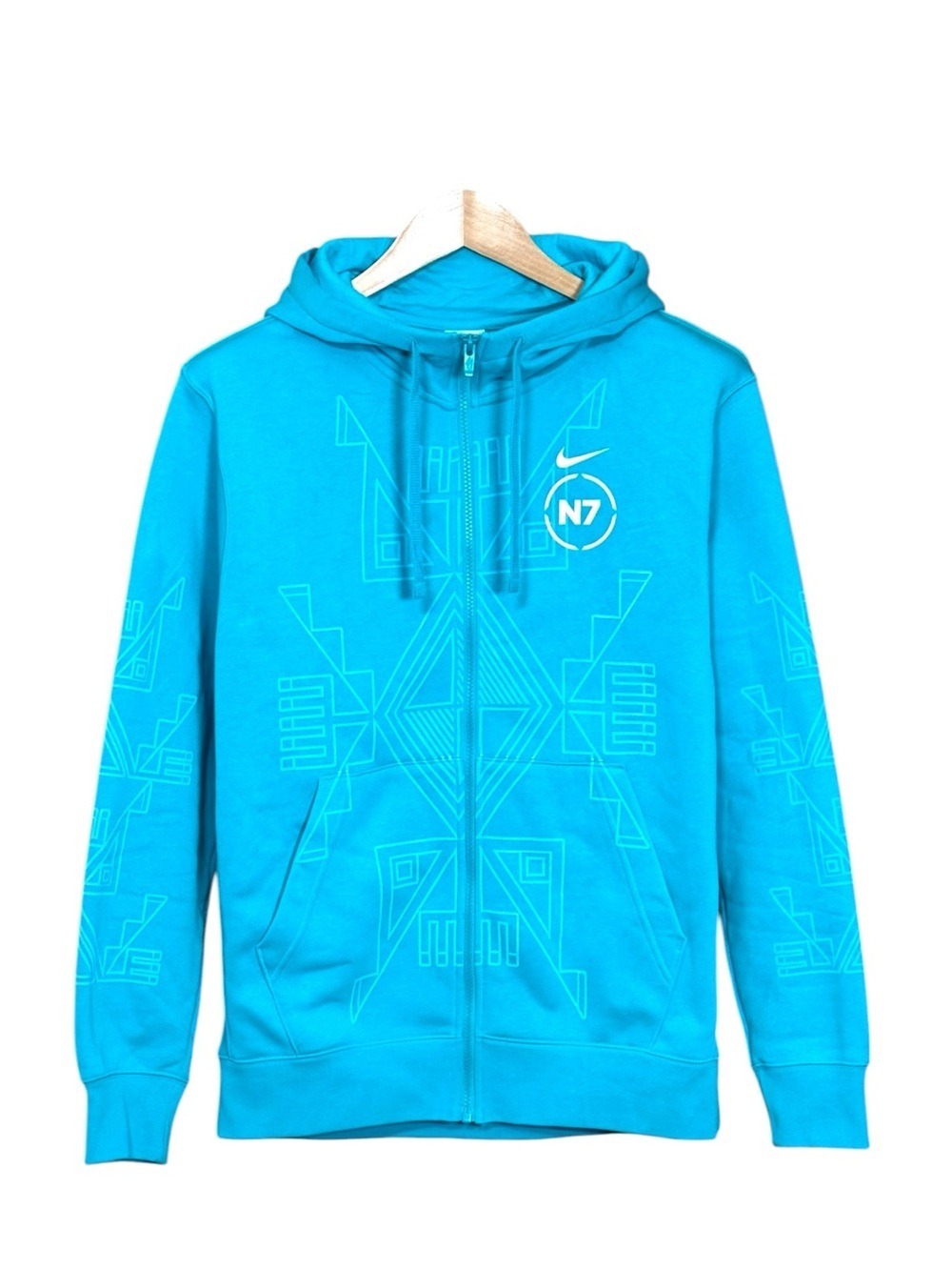 NWOT Nike N7 Turquoise Full Zip Graphic Hoodie Heritage Small
